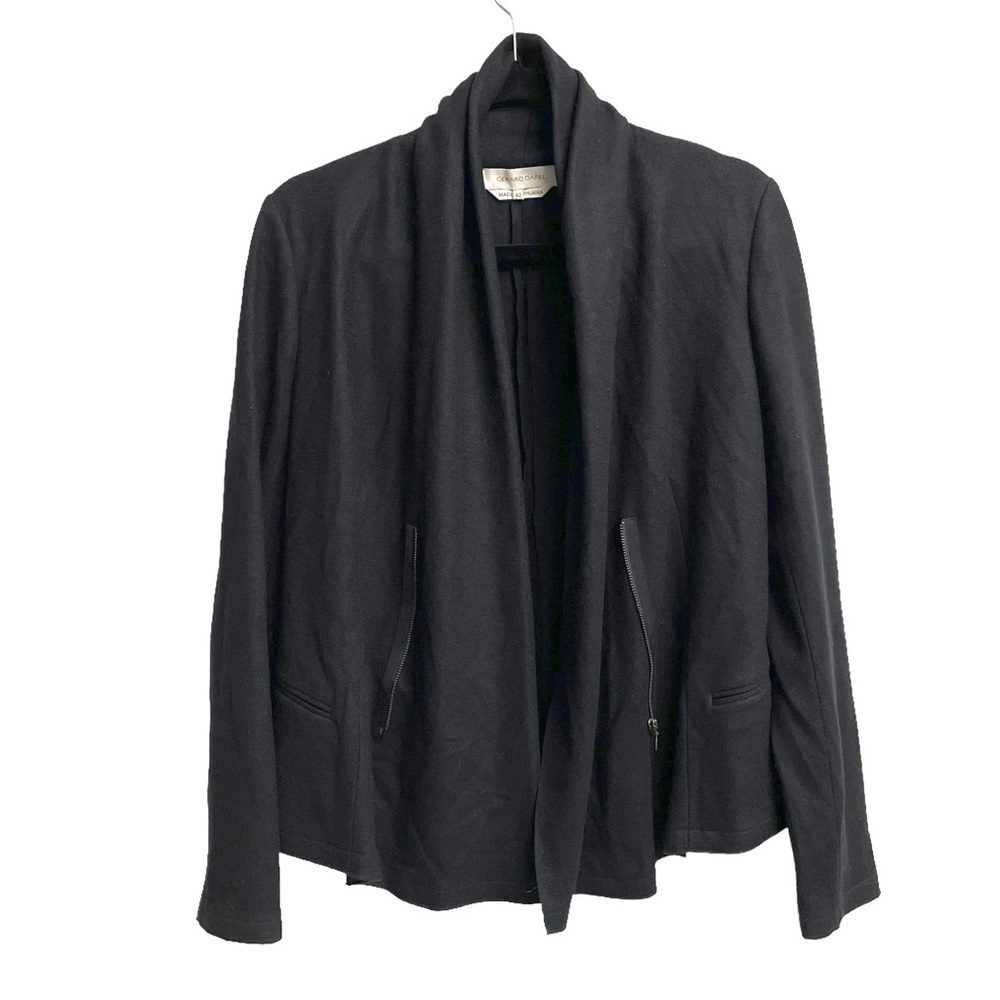 GERARD DAREL Black Wool Zip Front Blazer Jacket 42 EU - Picture 2 of 7